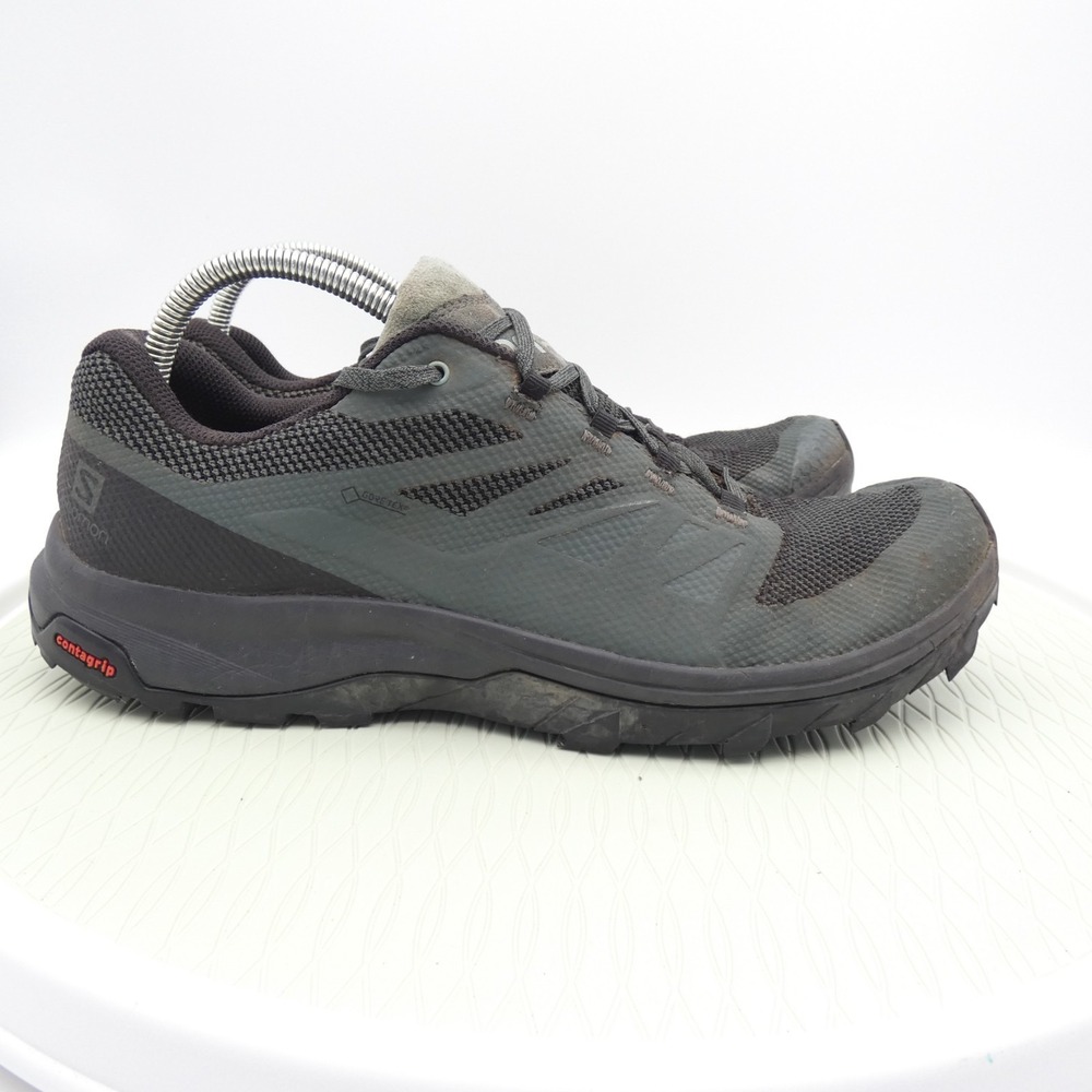 Salomon OUTline GTX Mens US 12 Trail Hiking Shoes Black Green Outdoor Sneakers - Picture 3 of 10